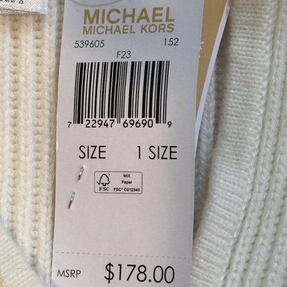 NWT Michael Michael Kors Women's Plaited Fisherman Rib Poncho - Cream OS - Picture 4 of 5